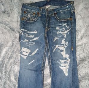 Mens vintage wide leg distressed jean
